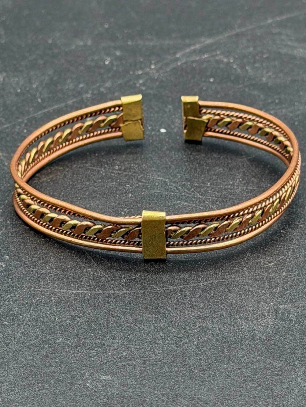 Gold-Tone Braided Copper Cuff Bracelets - Set of 2